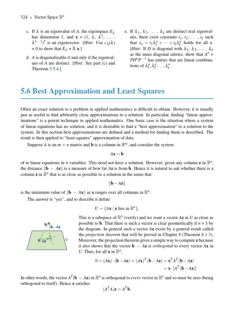 Best Approximation and Least Squares | PDF | Eigenvalues And ...