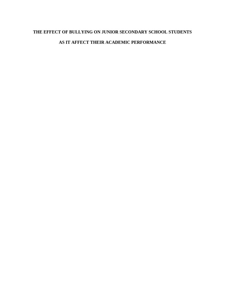 Bullying's Impact on Student Performance | PDF | Bullying | Self Efficacy