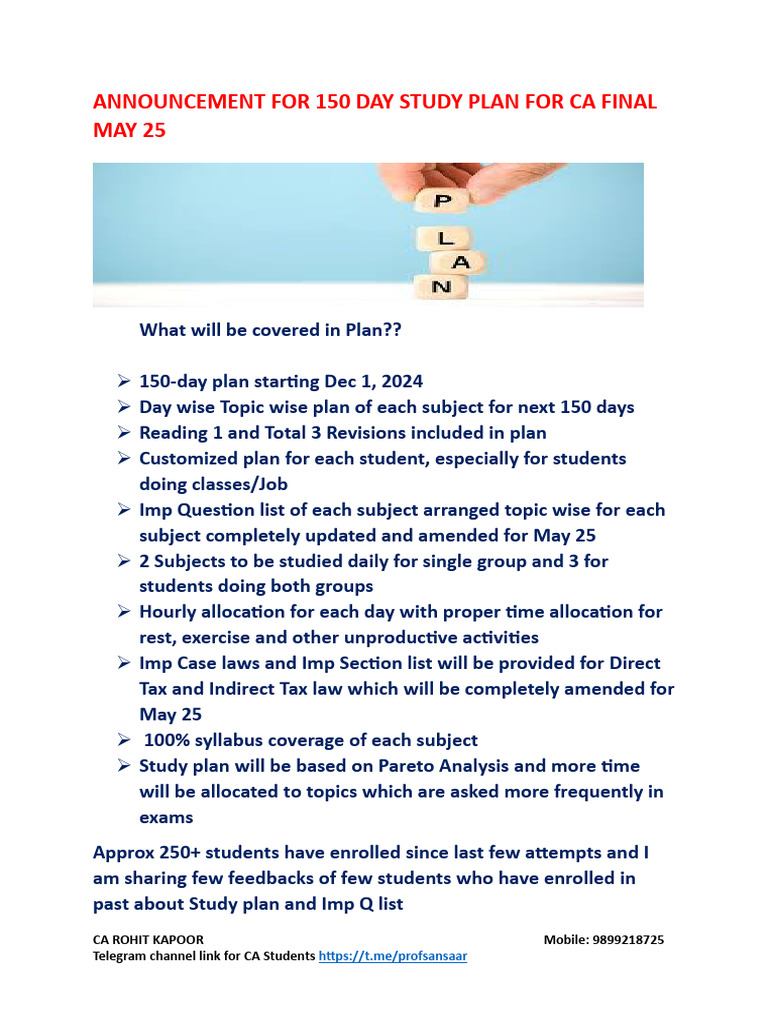 150 Day Plan Announcement and Past Feedbacks | PDF