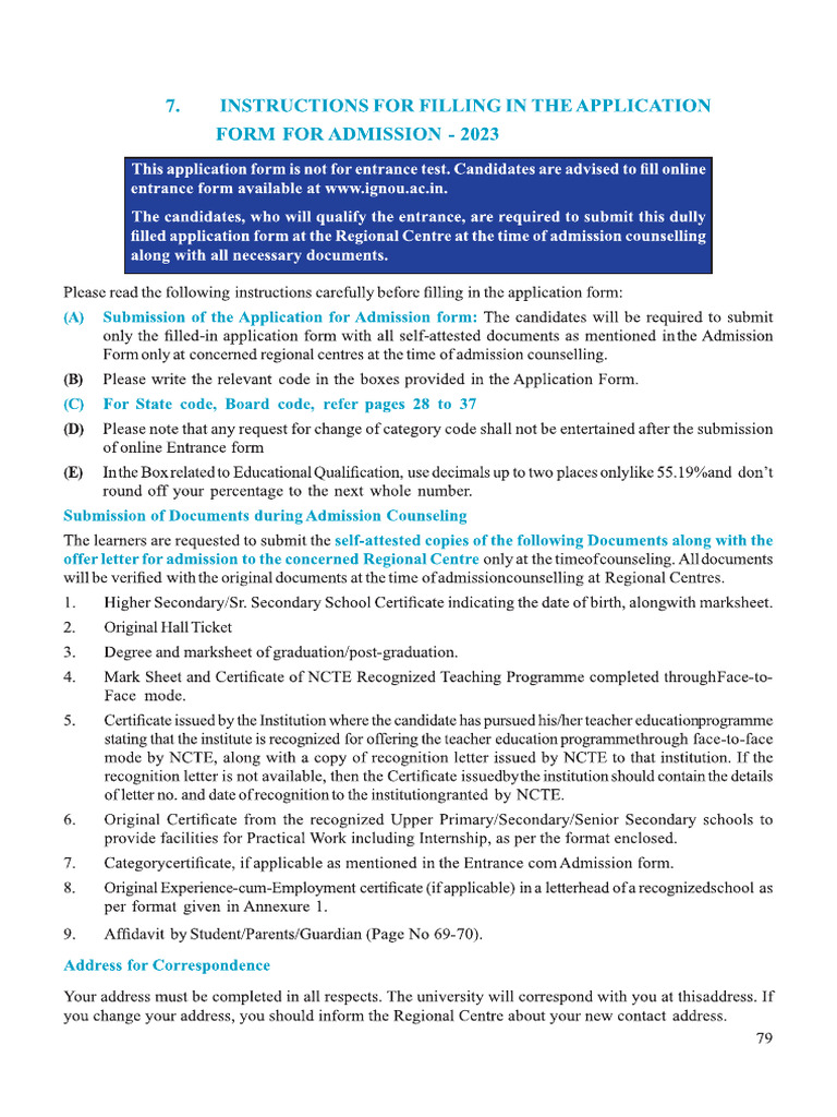 Ignou Bed Form | PDF