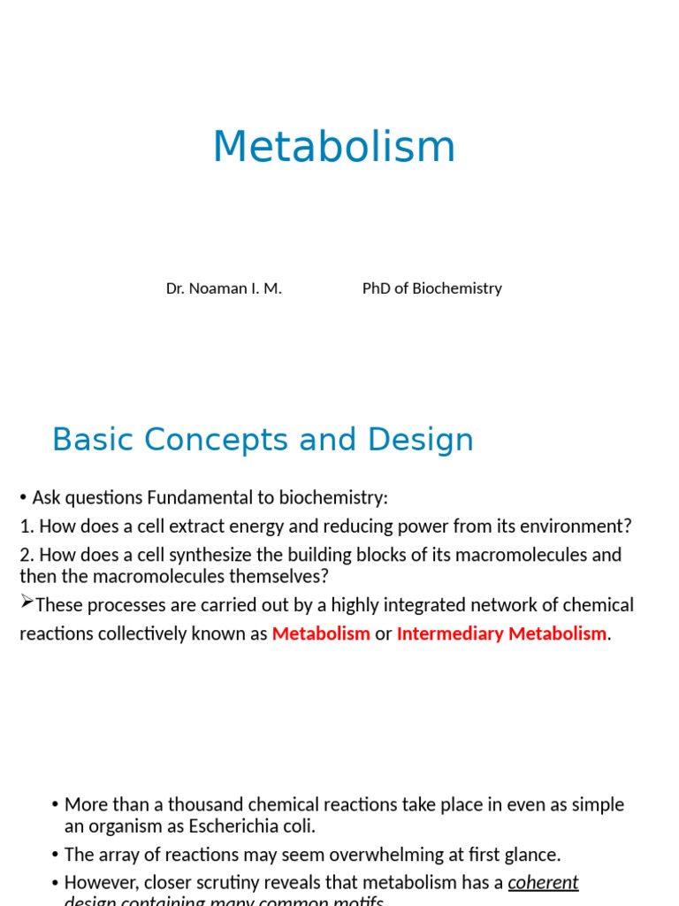Metabolism An Introduction | PDF | Metabolic Pathway | Metabolism