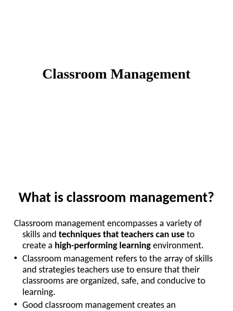 Principles & Components of Classroom Management | PDF | Classroom ...