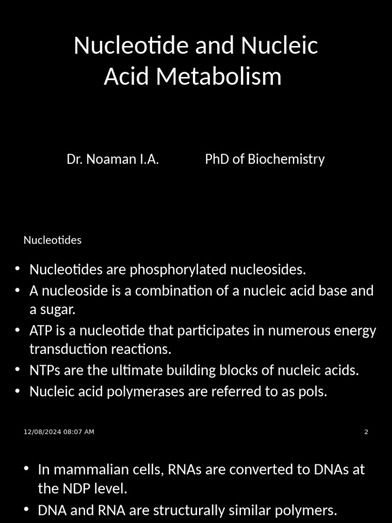 Nucleotide and Nucleic Acid Metabolism | PDF | Nucleotides | Biosynthesis