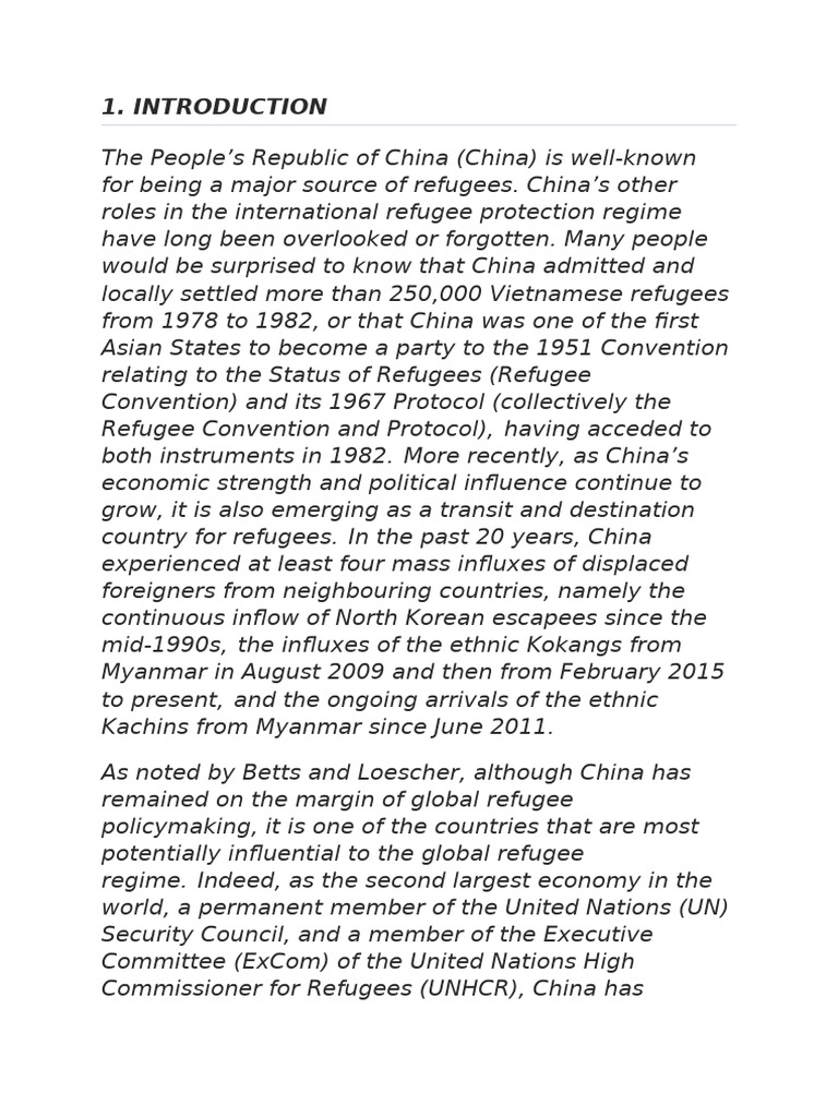 China's Role in Global Refugee Protection | PDF | Refugee | United ...