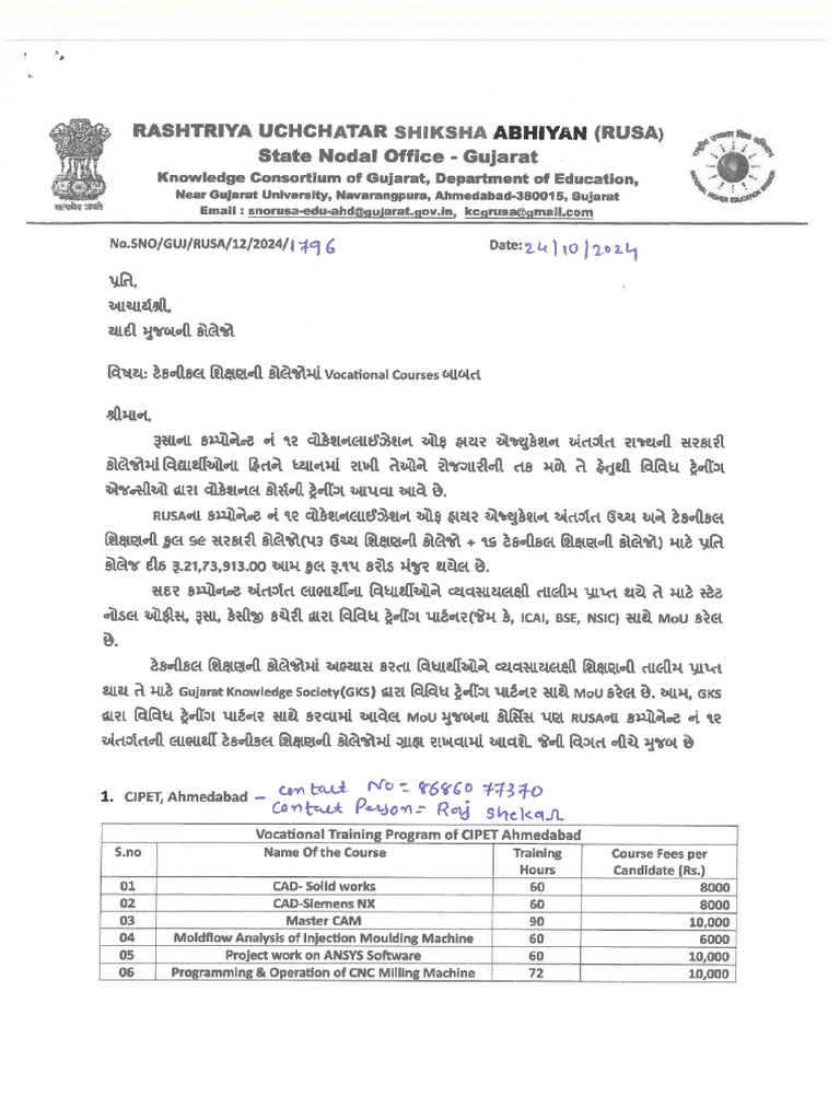 Letter For Vocational Course | PDF
