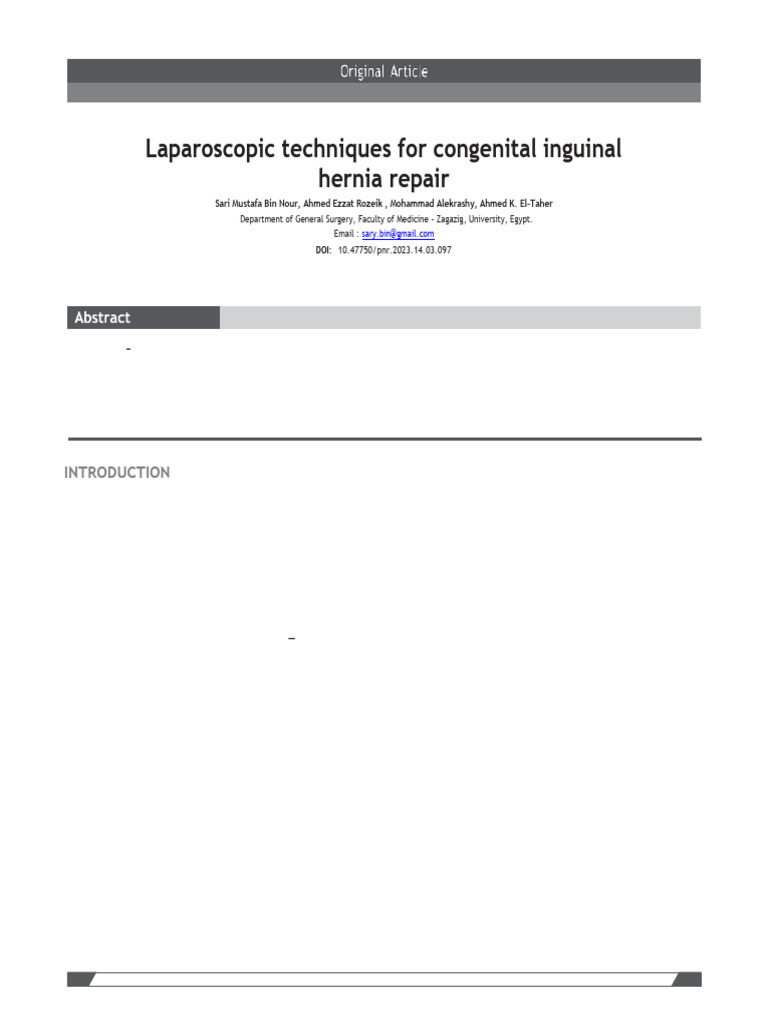 Laparoscopic Inguinal Hernia Repair Techniques | PDF | Surgical Suture