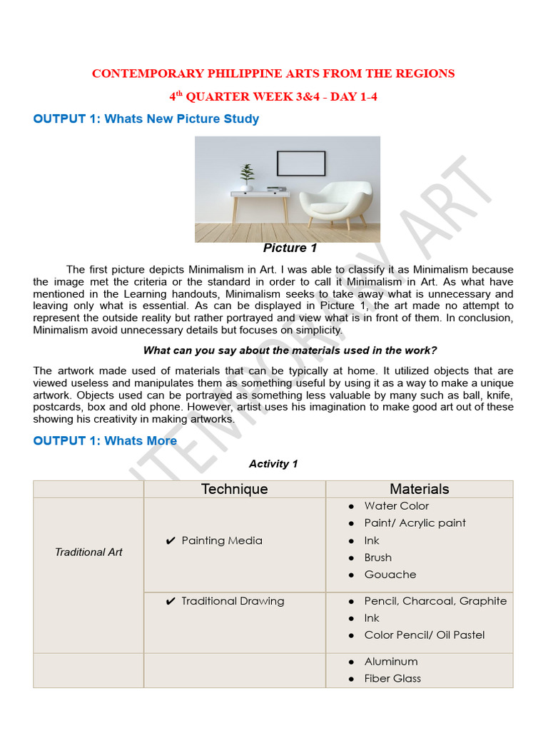 4thquarter - Week-3&4 CPAR | PDF | Minimalism | Pencil