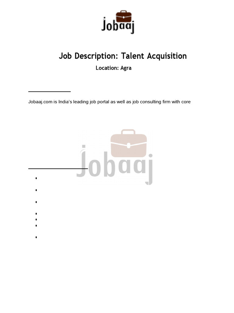 JD Jobaaj _ Talent Acquisition (1) | PDF