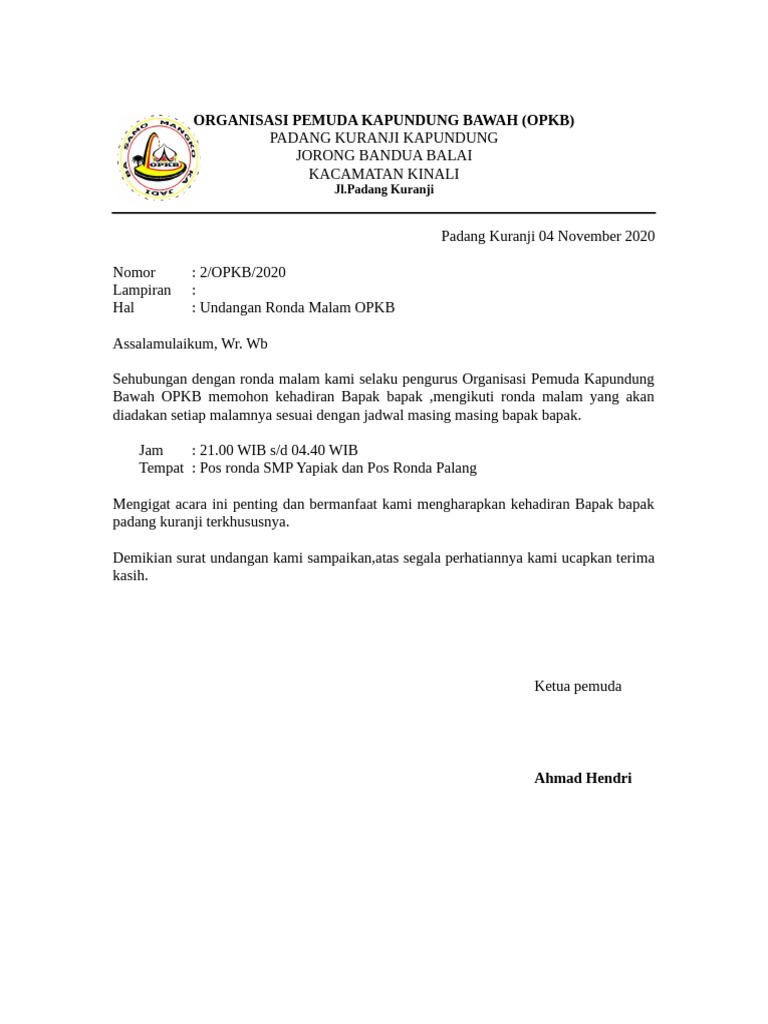 Undangan Ronda Malam OPKB | PDF