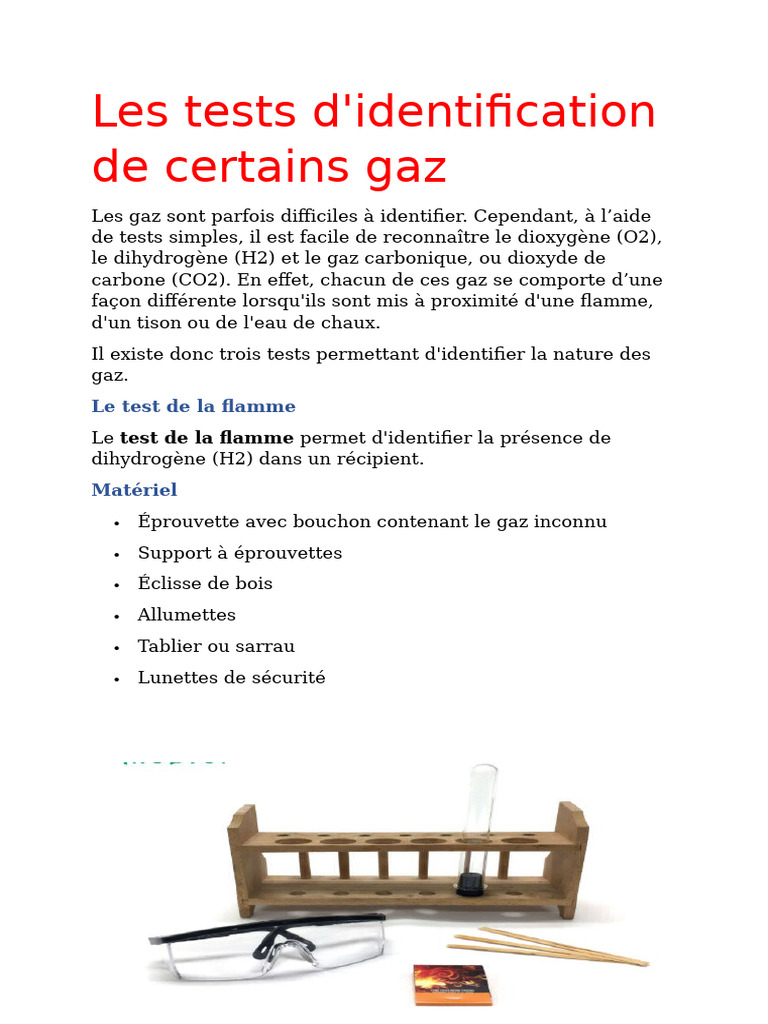 Tests d'identification des gaz | PDF