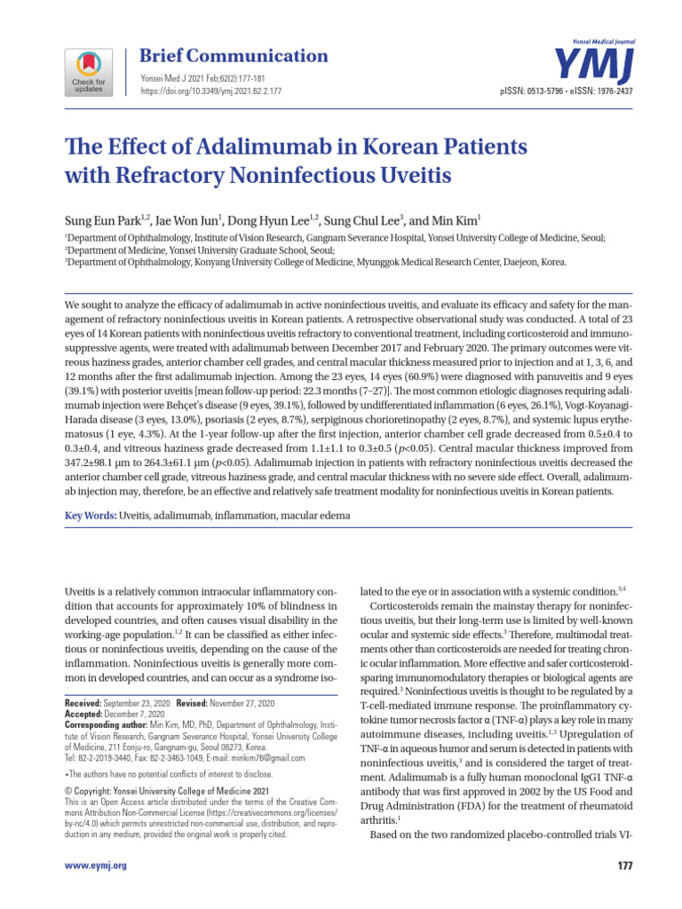 The Effect of Adalimumab in Korean Patients With Refractory ...