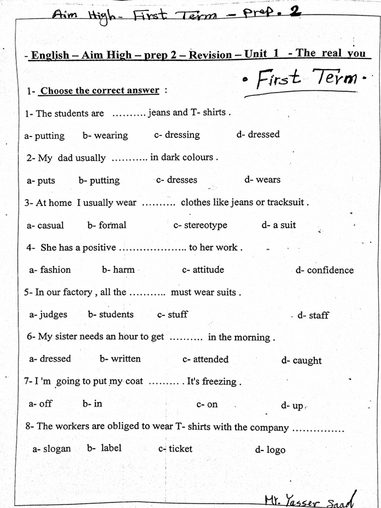 Prep2 REV Aim high UNIT1 | PDF