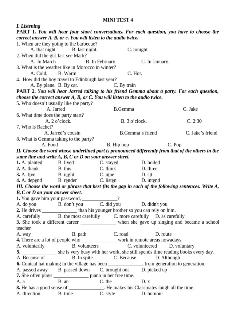 Mini Test 4 Pdf
