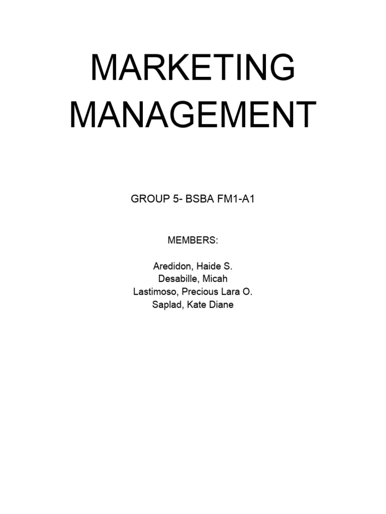 Marketing Management (Group 5) | PDF | Marketing | Market (Economics)
