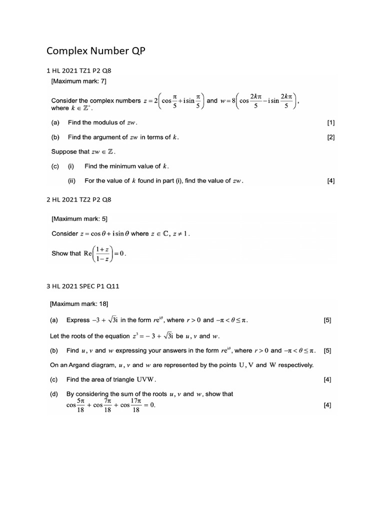 Complex Number QP | PDF