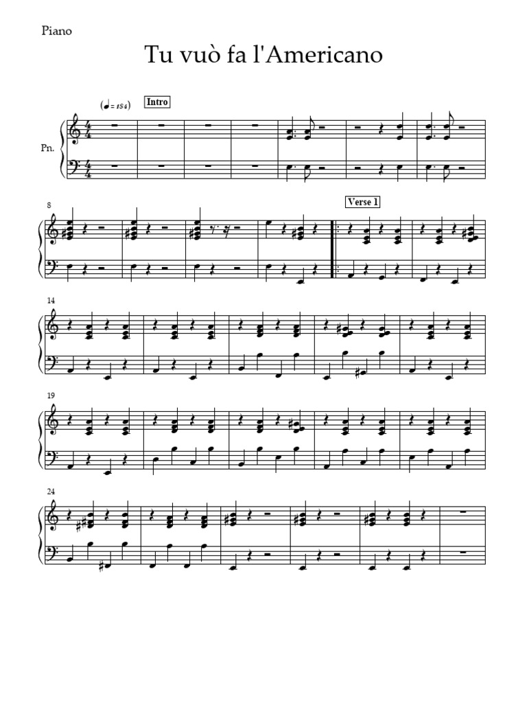 Tu Vuo Fa Lamericano Piano Pdf 