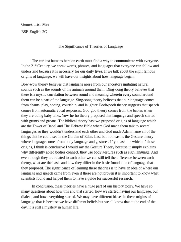 Origins of Language Theories Explained | PDF