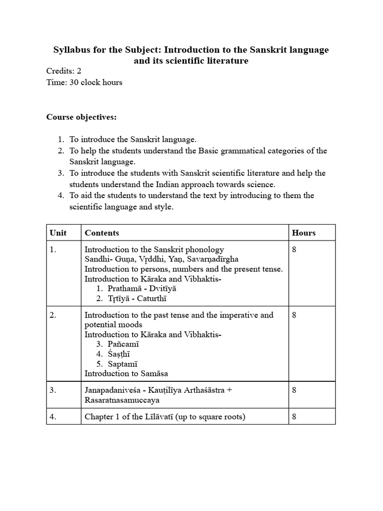Introduction to Sanskrit Language Course | PDF | Sanskrit | Language ...