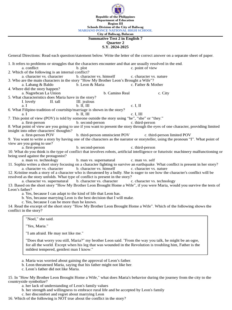 Q2 Summative Test 2 Pdf Narration