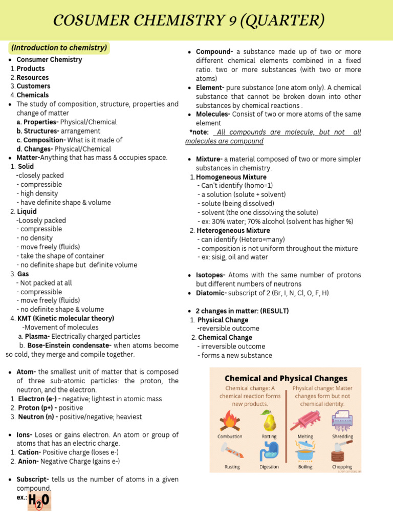 Consumer Chemistry: Properties & Compounds | PDF | Chemistry | Ion