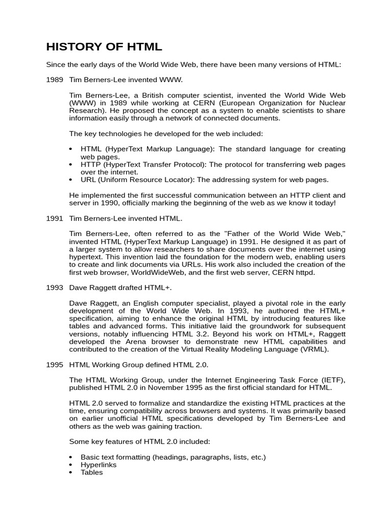 Lm9. History of HTML | PDF | Html5 | Html
