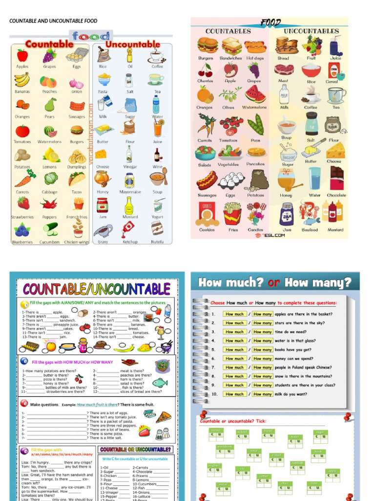 COUNTABLE AND UNCOUNTABLE FOOD | PDF