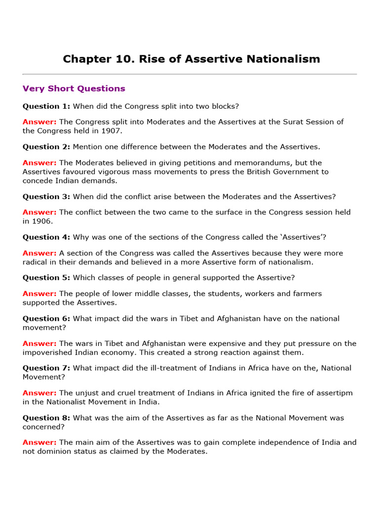 Rise of Assertive Nationalism in India | PDF | British Raj | Indian ...