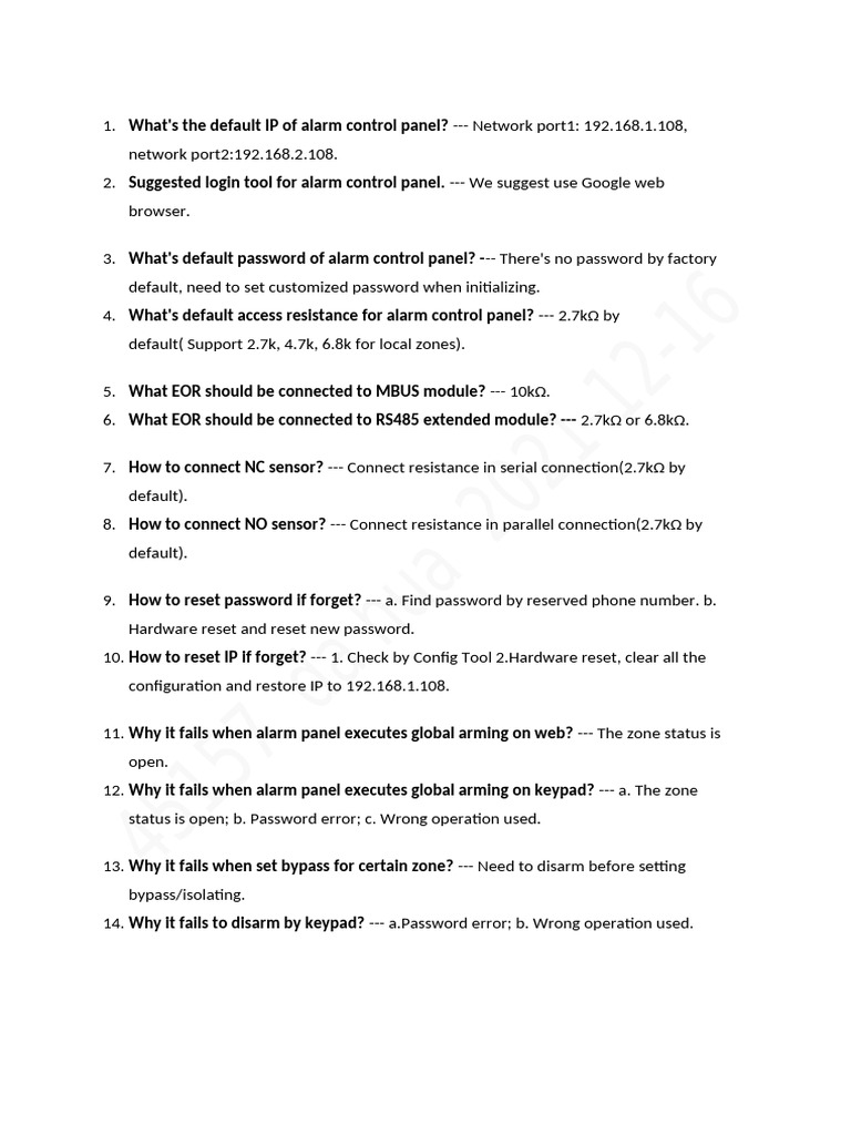 Alarm ARC9016C-G-V3 FAQ | PDF | Detector (Radio) | Computer Keyboard