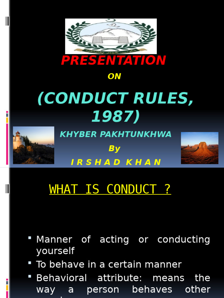 Khyber Pakhtunkhwa Conduct Rules 1987 | PDF | Civil Service | Employment
