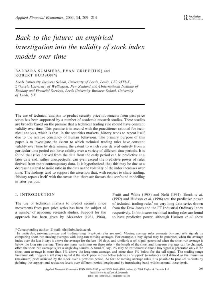 Back To The Future - An Empirical Investigation Into The Validity of ...