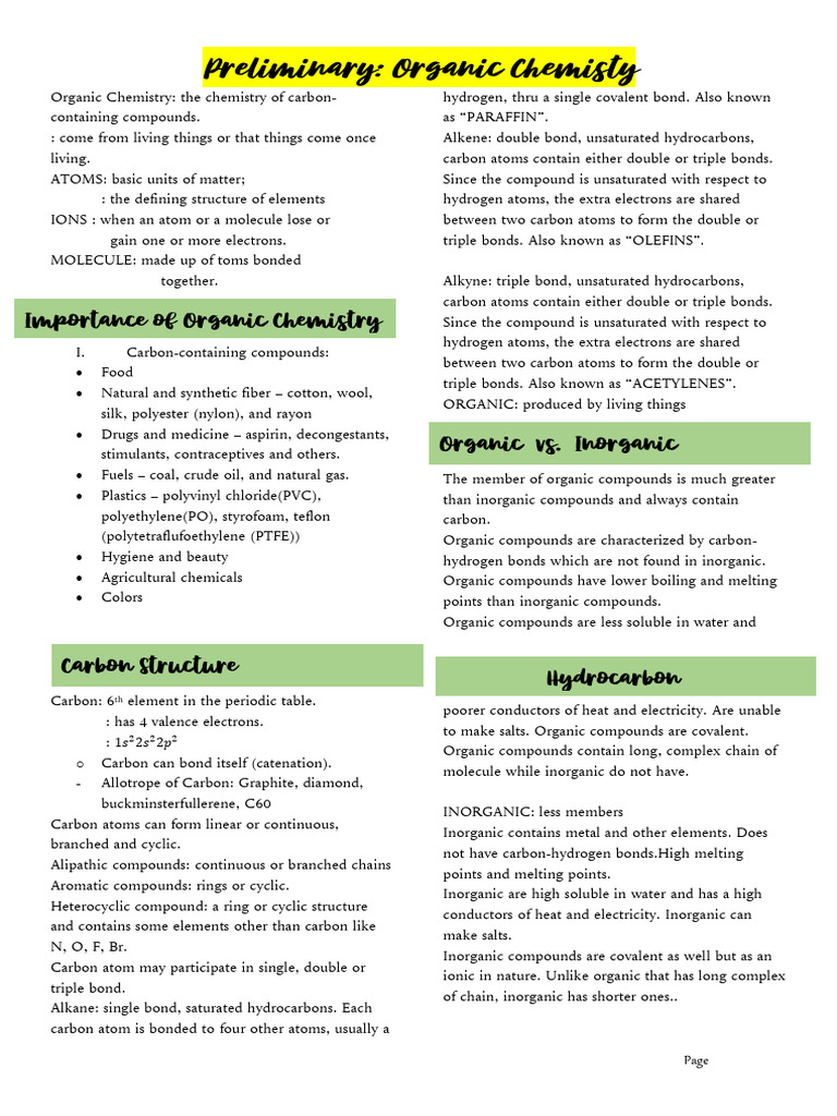 Overview of Organic Chemistry Concepts | PDF | Hydrocarbons | Carbon