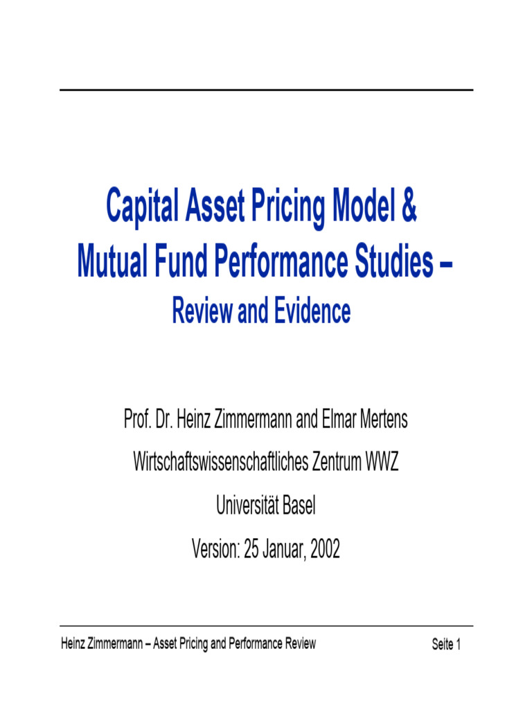 CAPM and Mutual Fund Performance Review | PDF | Sharpe Ratio | Capital ...