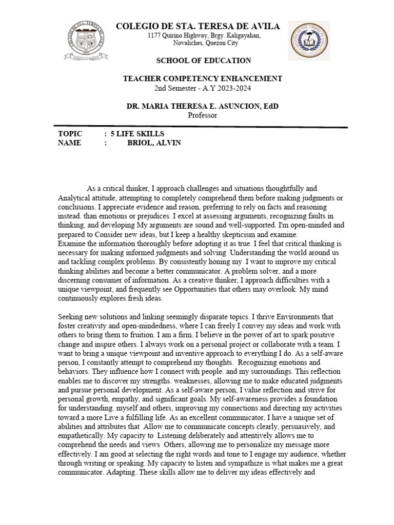 Reflection-Format (1) | PDF | Empathy | Critical Thinking