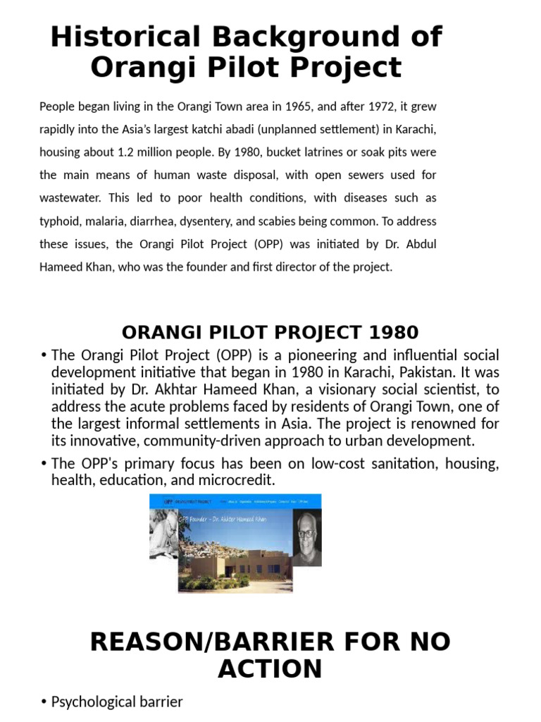 Orangi Pilot Project: Transforming Karachi's Slums | PDF | Sanitation ...