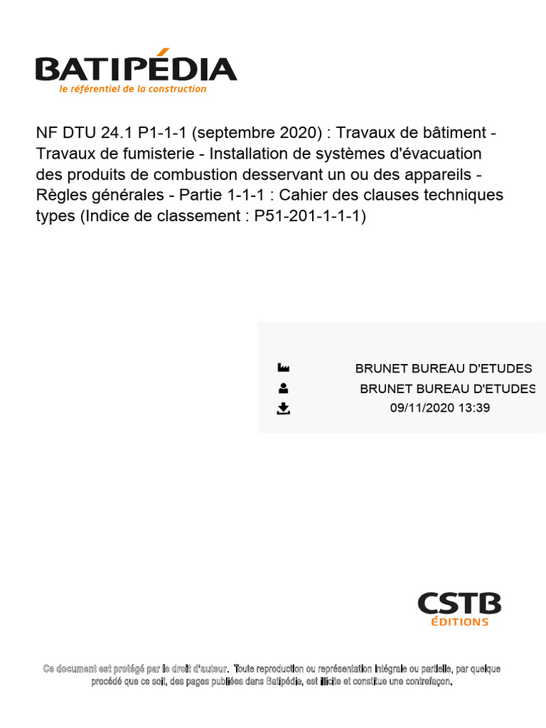 Norme NF DTU 24.1 Fumisterie 2020 | PDF | Code de la construction et de ...