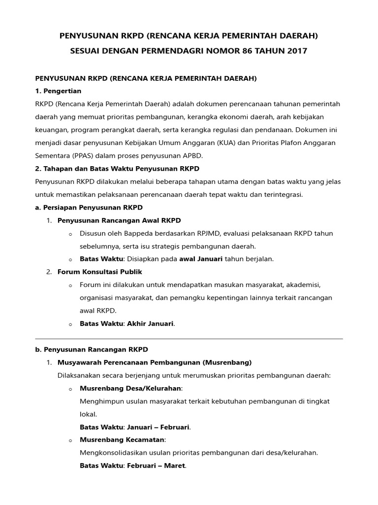 Tahapan Penyusunan RKPD di Indonesia | PDF