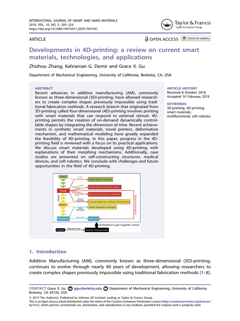 4D-Printing: Smart Materials & Applications | PDF | 3 D Printing | Actuator