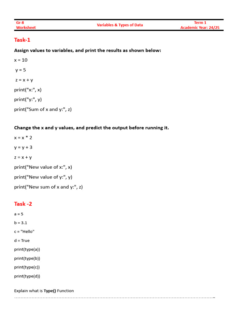 Grade 8 Variables | PDF