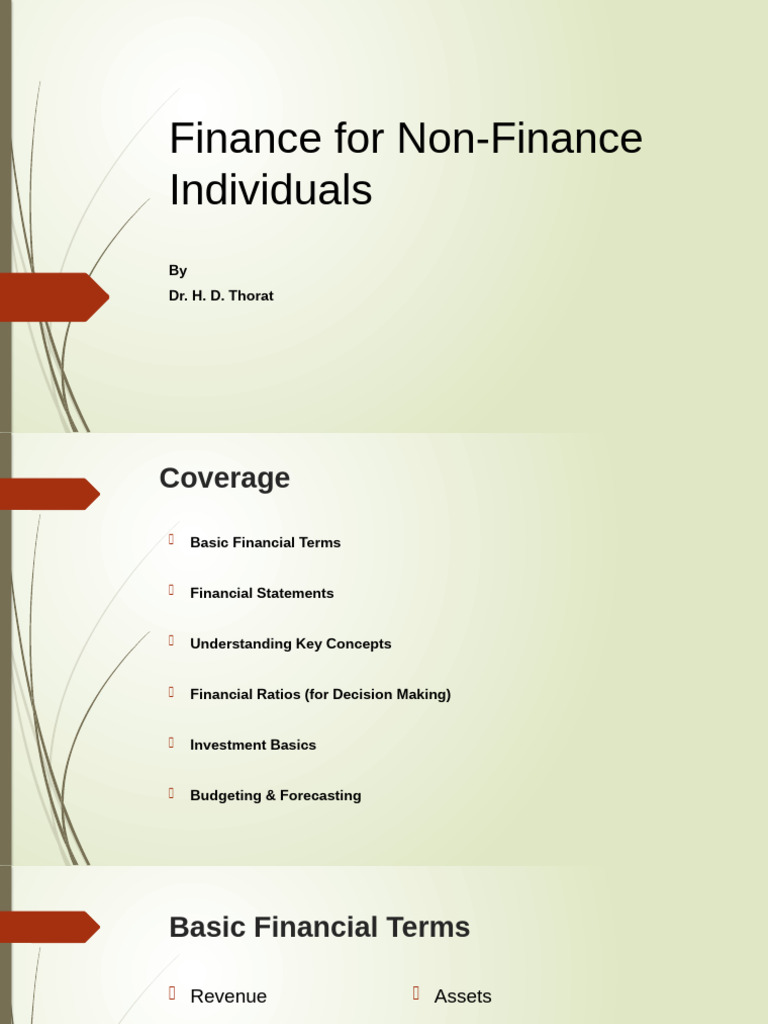 Finance Basics for Non-Finance Professionals | PDF | Expense | Equity ...