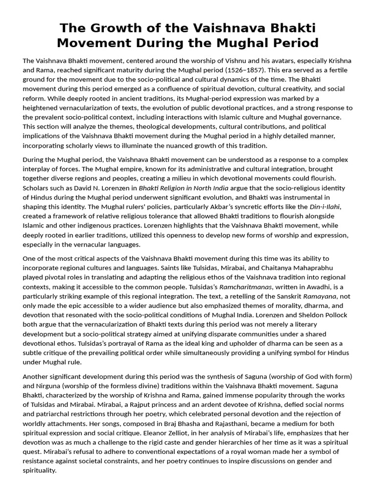 Vaishnava Bhakti Movement in Mughal India | PDF | Bhakti | Vaishnavism