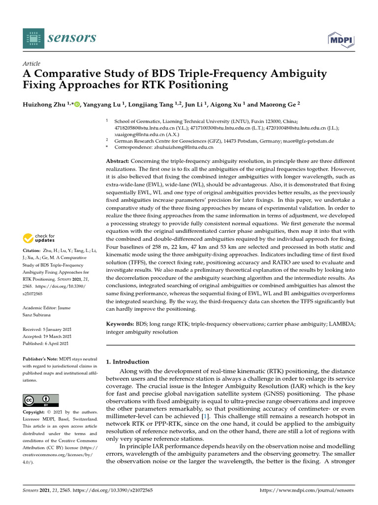 A Comparative Study of BDS Triple-Frequency Ambiguity Fixing Approaches ...