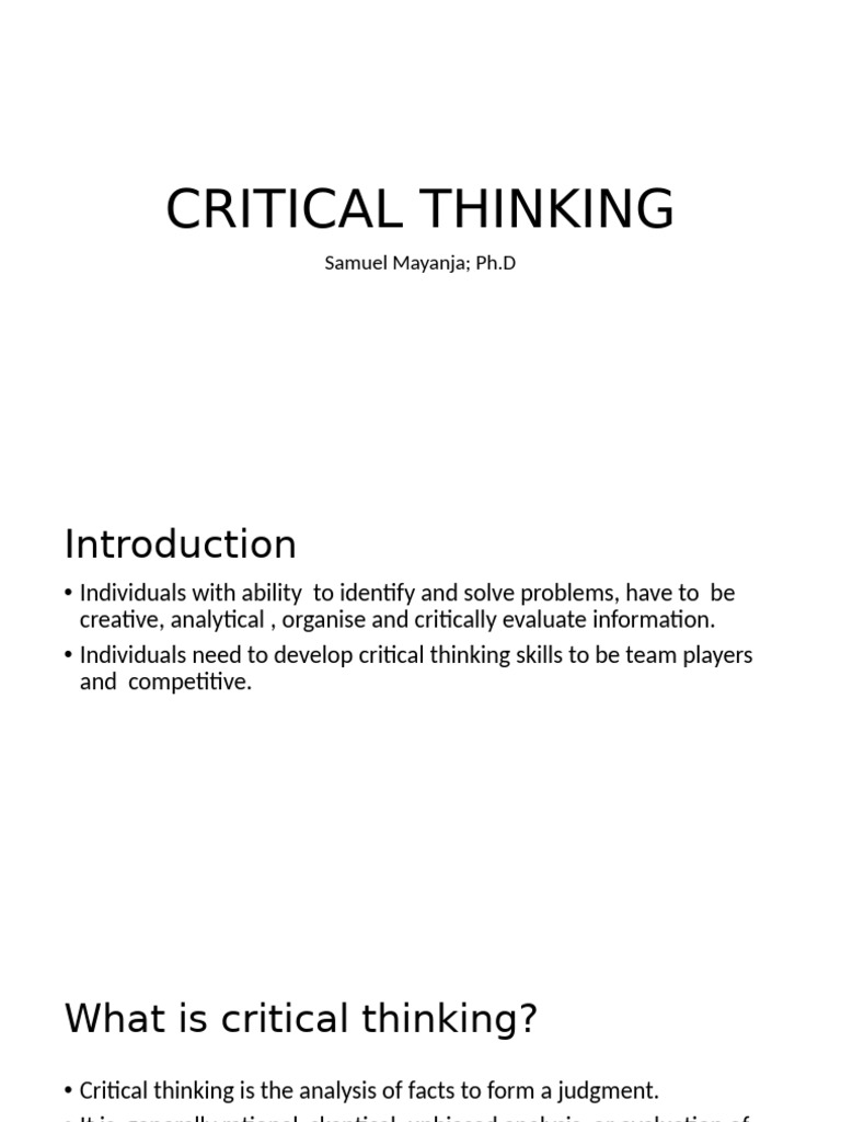 Critical Thinking and Key Competencies | PDF