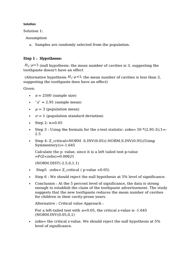 Solution Testing One Sample 24 | PDF | P Value | Null Hypothesis
