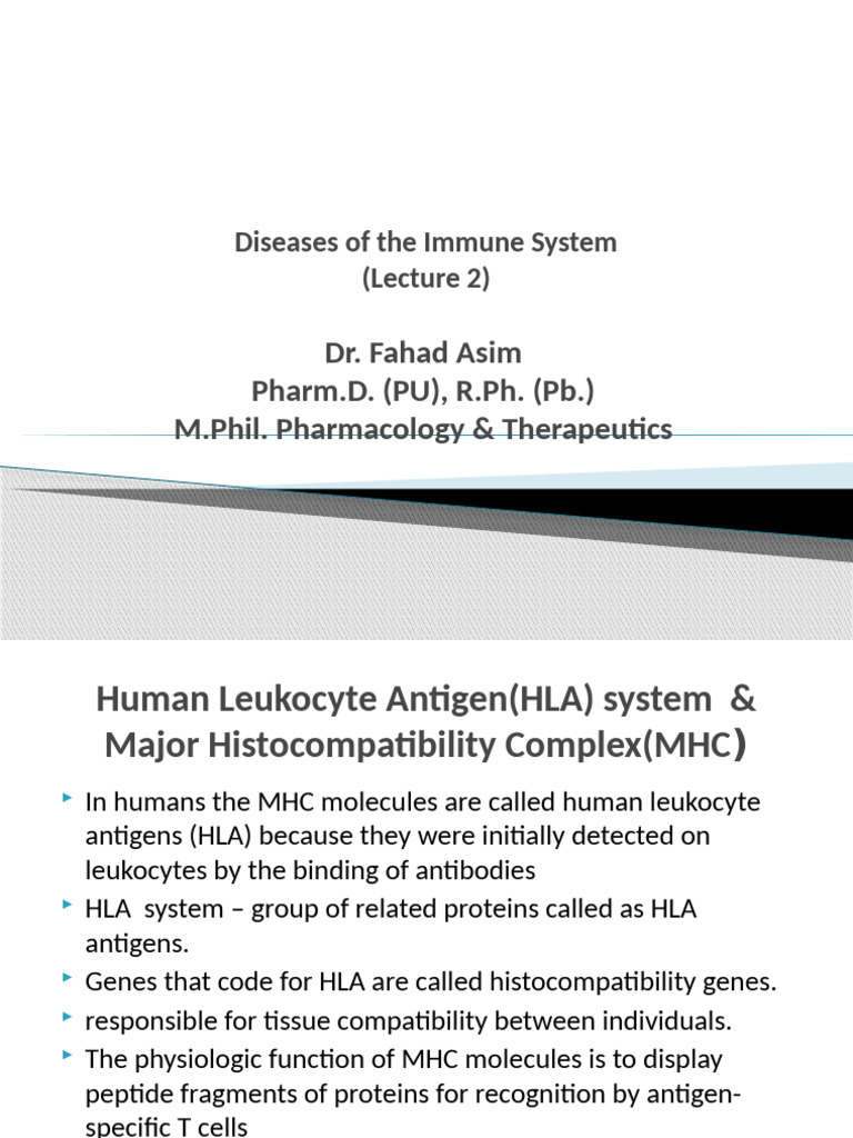 Diseases of The Immune System (Lecture 2) | PDF | Major ...