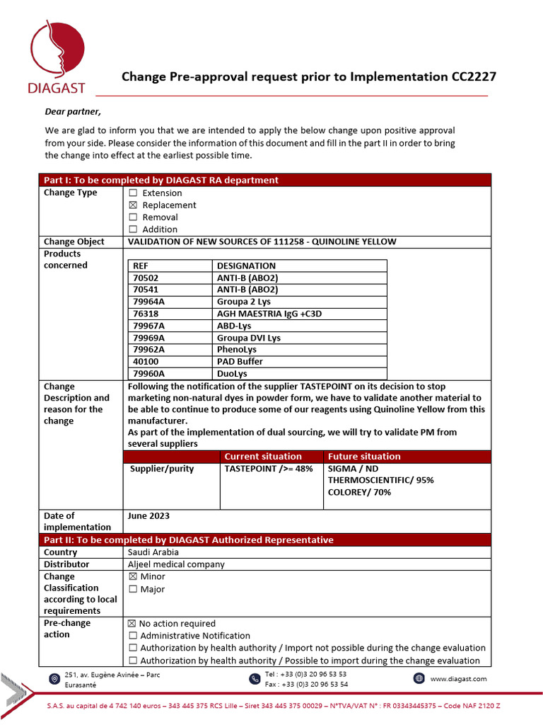Change Pre-Approval Request Prior To Implementation CC2227 | PDF