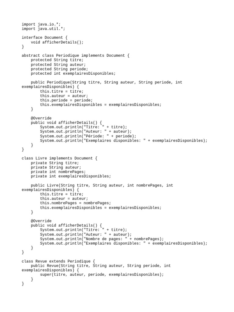 projet java bibliotheque | PDF | Java (Langage de programmation ...