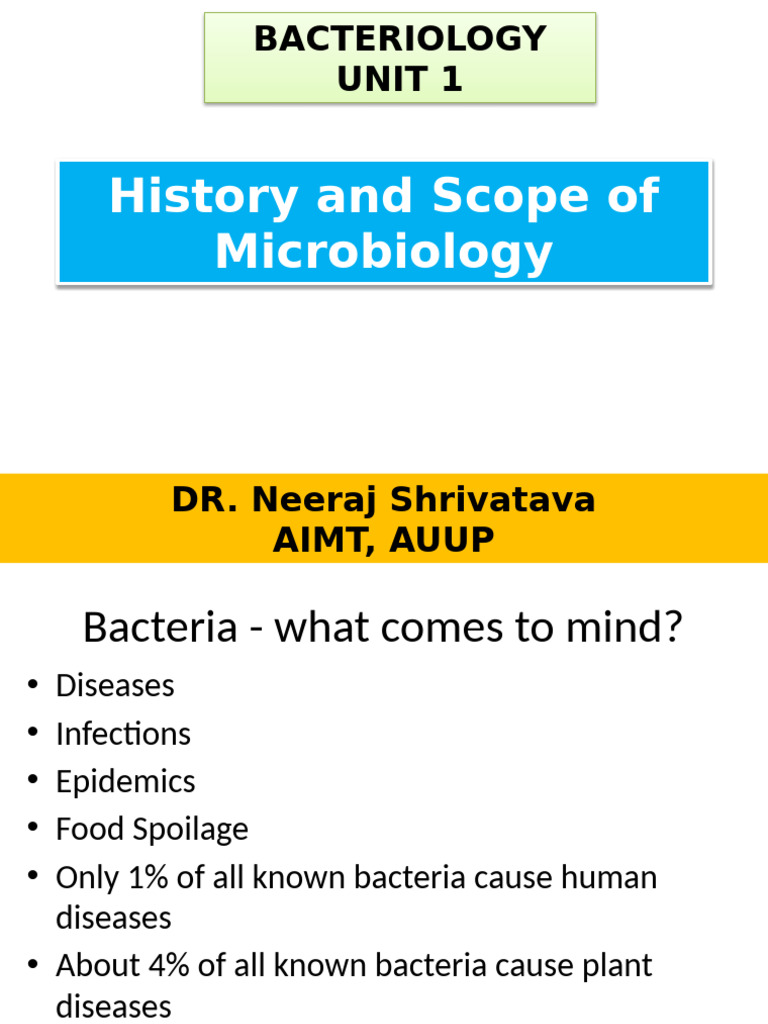 Unit 1 History and Scope of Microbiology | PDF | Microbiology ...