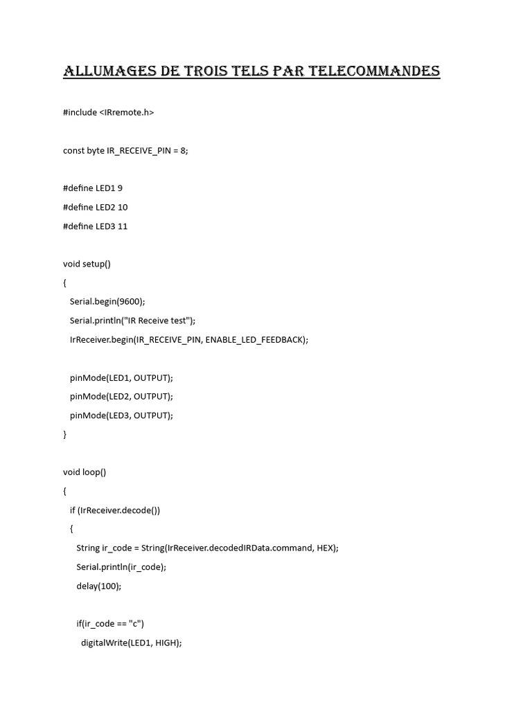Allumages de Trois Tels Par Telecommandes | PDF