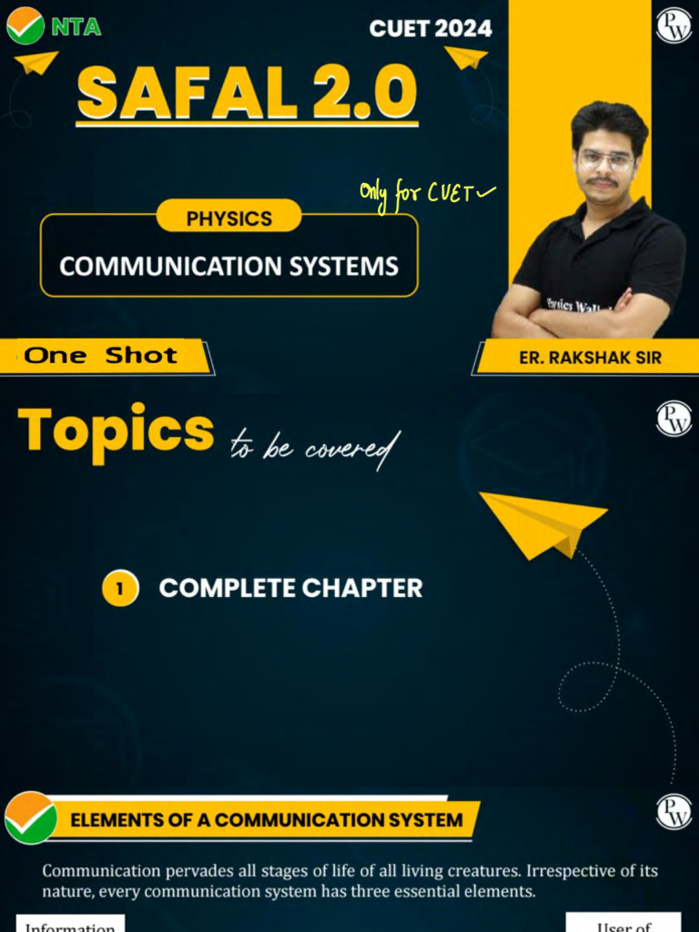 Communication System (One Shot) - Class Notes - Safal 2.0 | PDF