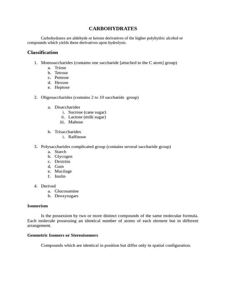 Understanding Carbohydrates and Their Types | PDF | Carbohydrates ...